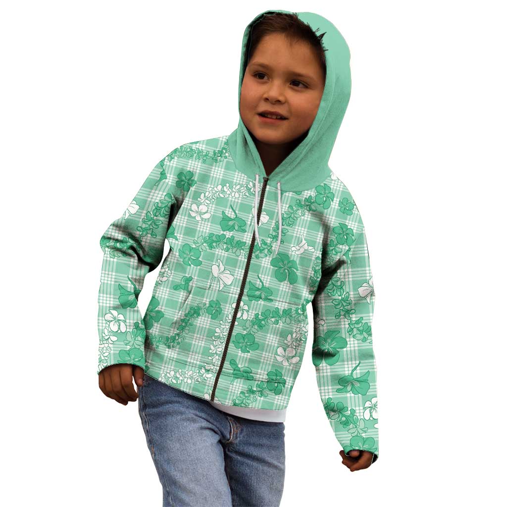 Omaomao Aloha Hawaii Kid Hoodie Plumeria Lei With Palaka Motif - Polynesian Pride