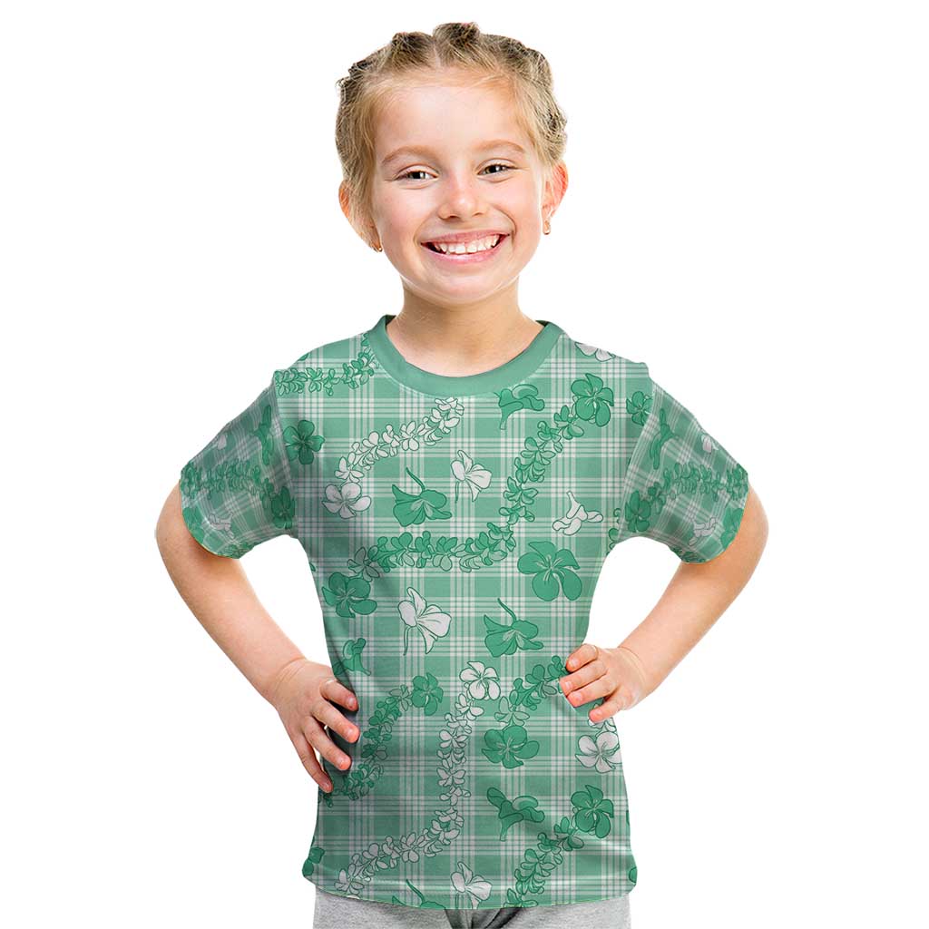 Omaomao Aloha Hawaii Kid T Shirt Plumeria Lei With Palaka Motif - Polynesian Pride