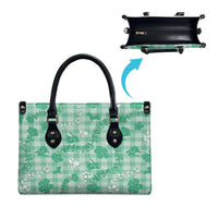 Omaomao Aloha Hawaii Leather Bag Plumeria Lei With Palaka Motif - Polynesian Pride