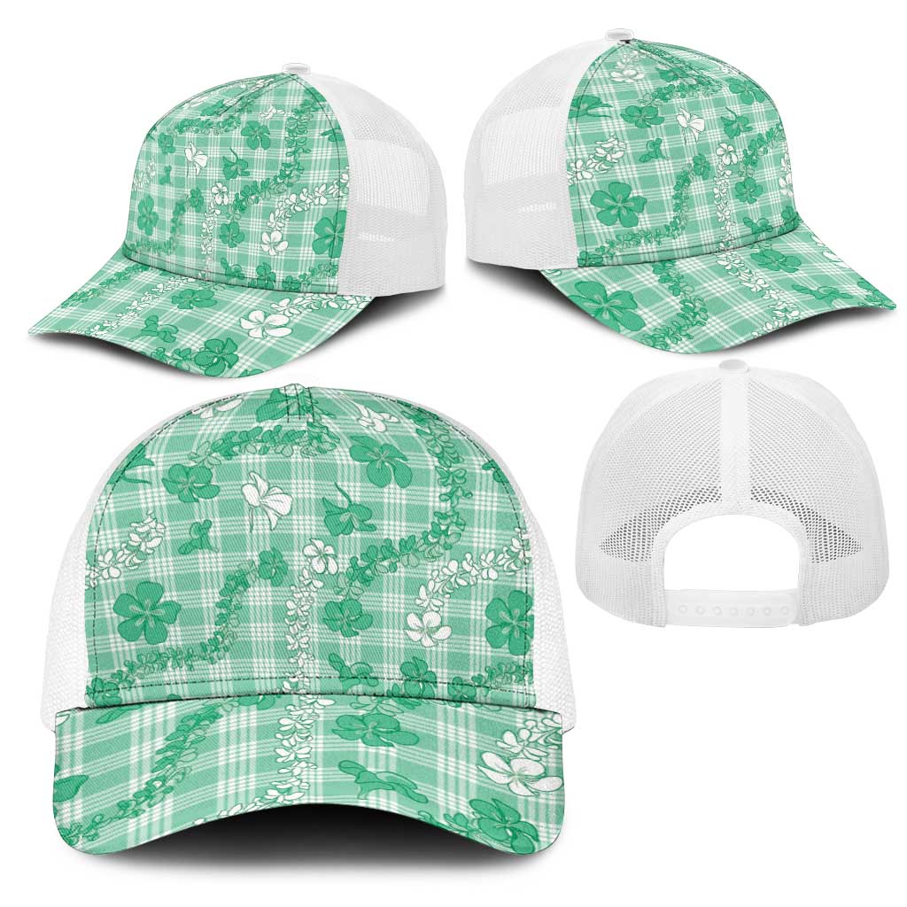 Omaomao Aloha Hawaii Mesh Trucker Cap Plumeria Lei With Palaka Motif LT14 - Polynesian Pride