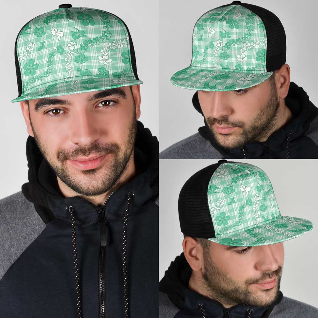 Omaomao Aloha Hawaii Mesh Trucker Cap Plumeria Lei With Palaka Motif LT14 - Polynesian Pride