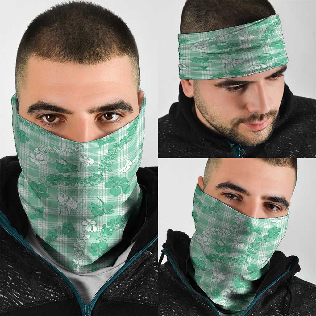 Omaomao Aloha Hawaii Neck Gaiter Plumeria Lei With Palaka Motif - Polynesian Pride