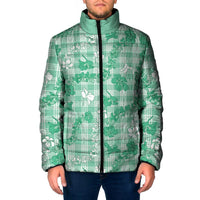 Omaomao Aloha Hawaii Padded Jacket Plumeria Lei With Palaka Motif LT14 Men Green - Polynesian Pride