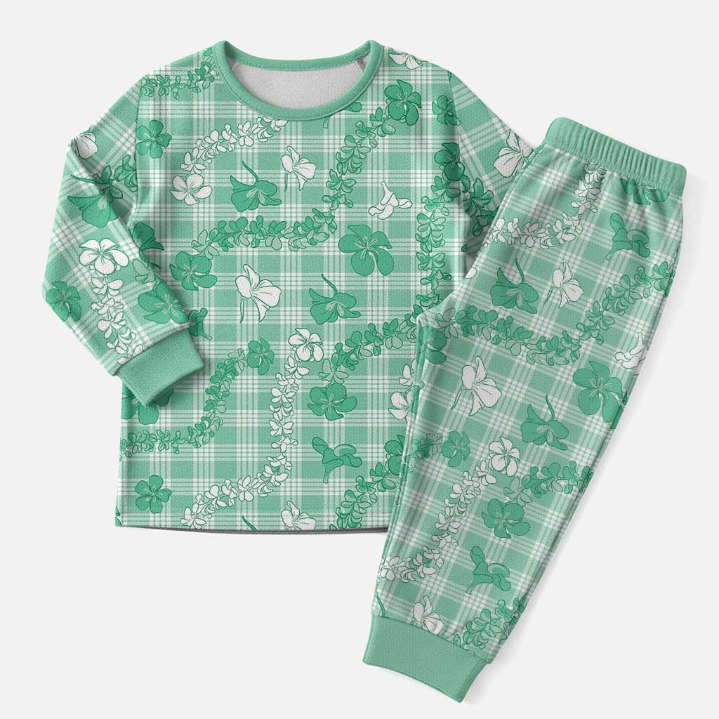 Omaomao Aloha Hawaii Christmas Pajama Set Plumeria Lei With Palaka Motif - Polynesian Pride