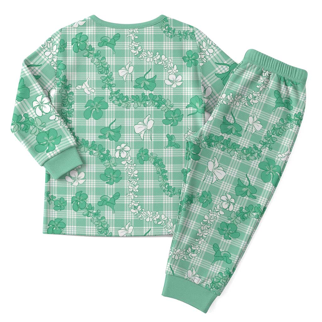 Omaomao Aloha Hawaii Christmas Pajama Set Plumeria Lei With Palaka Motif - Polynesian Pride