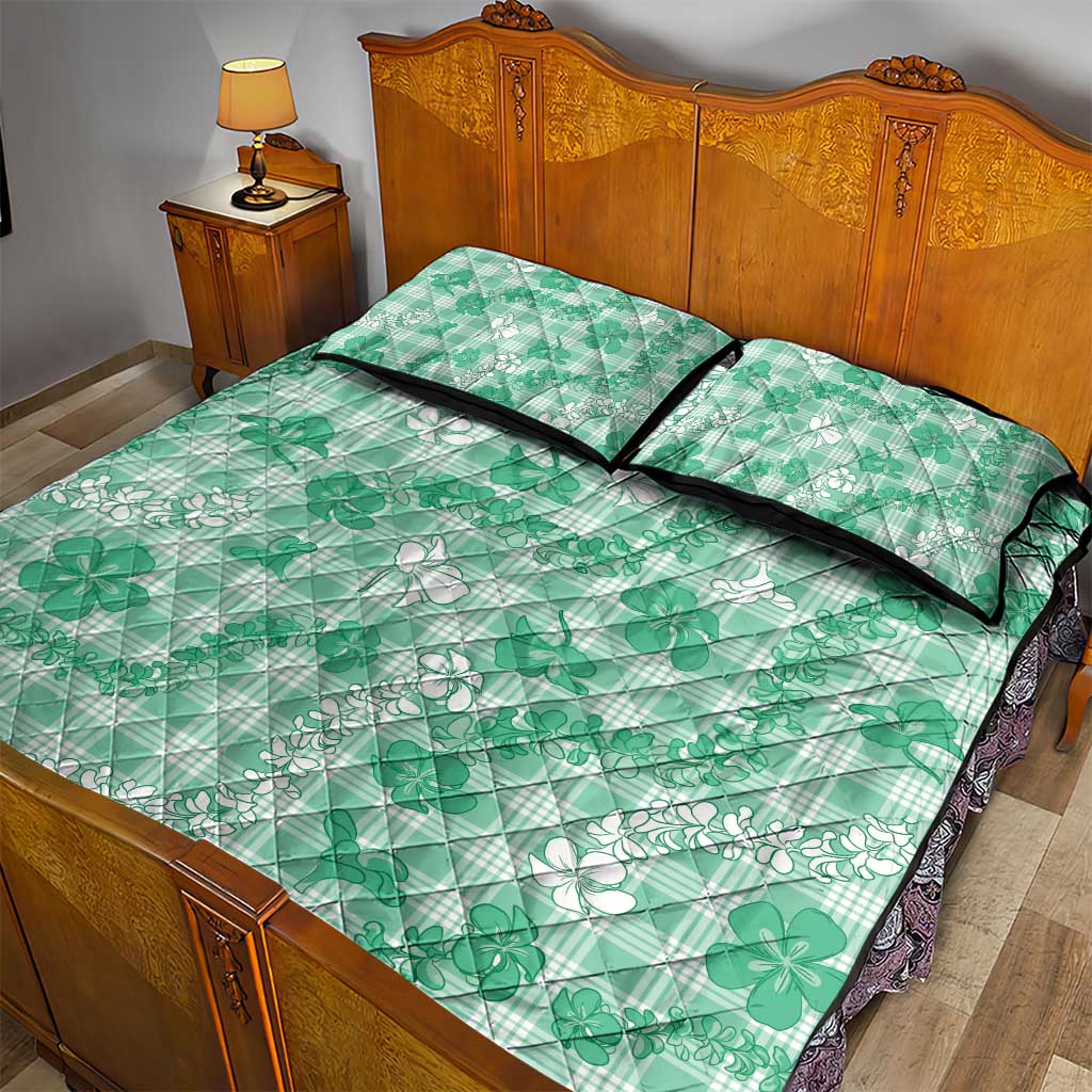 Omaomao Aloha Hawaii Quilt Bed Set Plumeria Lei With Palaka Motif - Polynesian Pride
