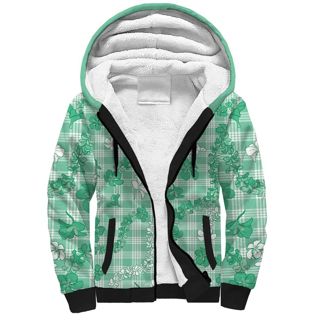 Omaomao Aloha Hawaii Sherpa Hoodie Plumeria Lei With Palaka Motif - Polynesian Pride