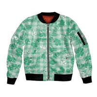 Omaomao Aloha Hawaii Sleeve Zip Bomber Jacket Plumeria Lei With Palaka Motif - Polynesian Pride