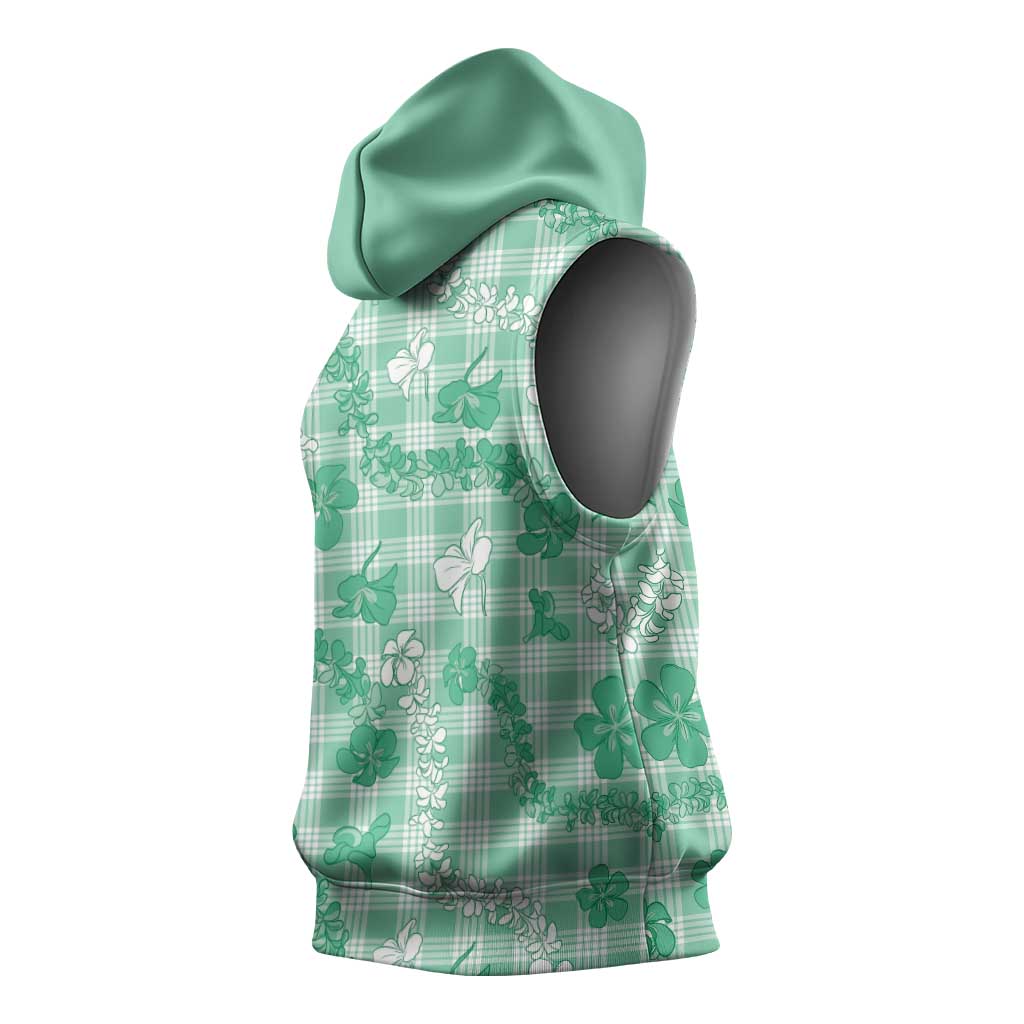 Omaomao Aloha Hawaii Sleeveless Hoodie Plumeria Lei With Palaka Motif - Polynesian Pride