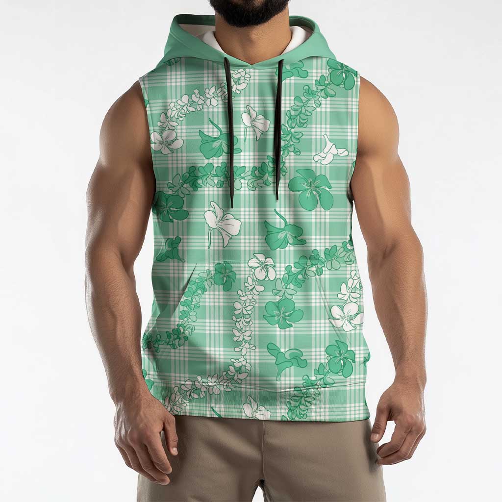 Omaomao Aloha Hawaii Sleeveless Hoodie Plumeria Lei With Palaka Motif - Polynesian Pride