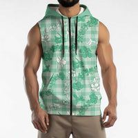 Omaomao Aloha Hawaii Sleeveless Zip Hoodie Plumeria Lei With Palaka Motif - Polynesian Pride