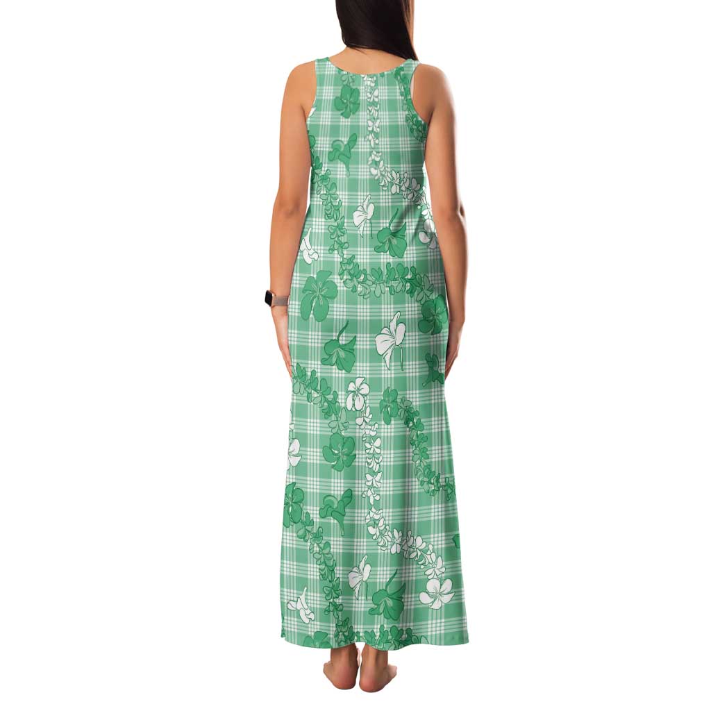 Omaomao Aloha Hawaii Tank Maxi Dress Plumeria Lei With Palaka Motif - Polynesian Pride