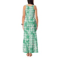 Omaomao Aloha Hawaii Tank Maxi Dress Plumeria Lei With Palaka Motif - Polynesian Pride