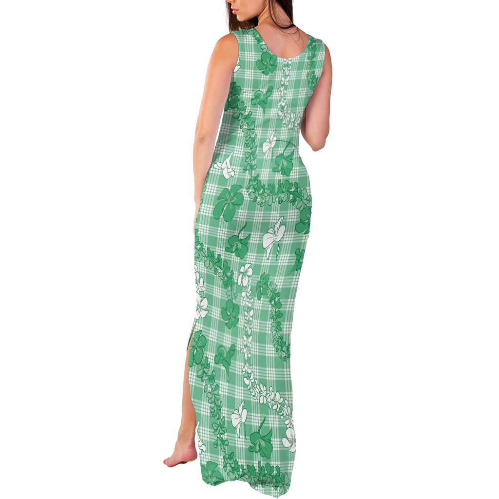 Omaomao Aloha Hawaii Tank Maxi Dress Plumeria Lei With Palaka Motif - Polynesian Pride