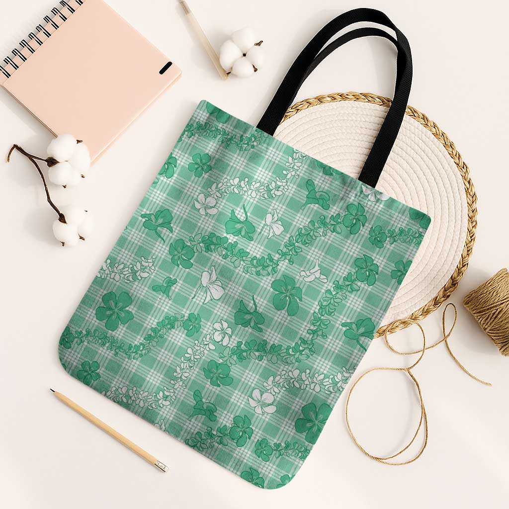 Omaomao Aloha Hawaii Tote Bag Plumeria Lei With Palaka Motif - Polynesian Pride