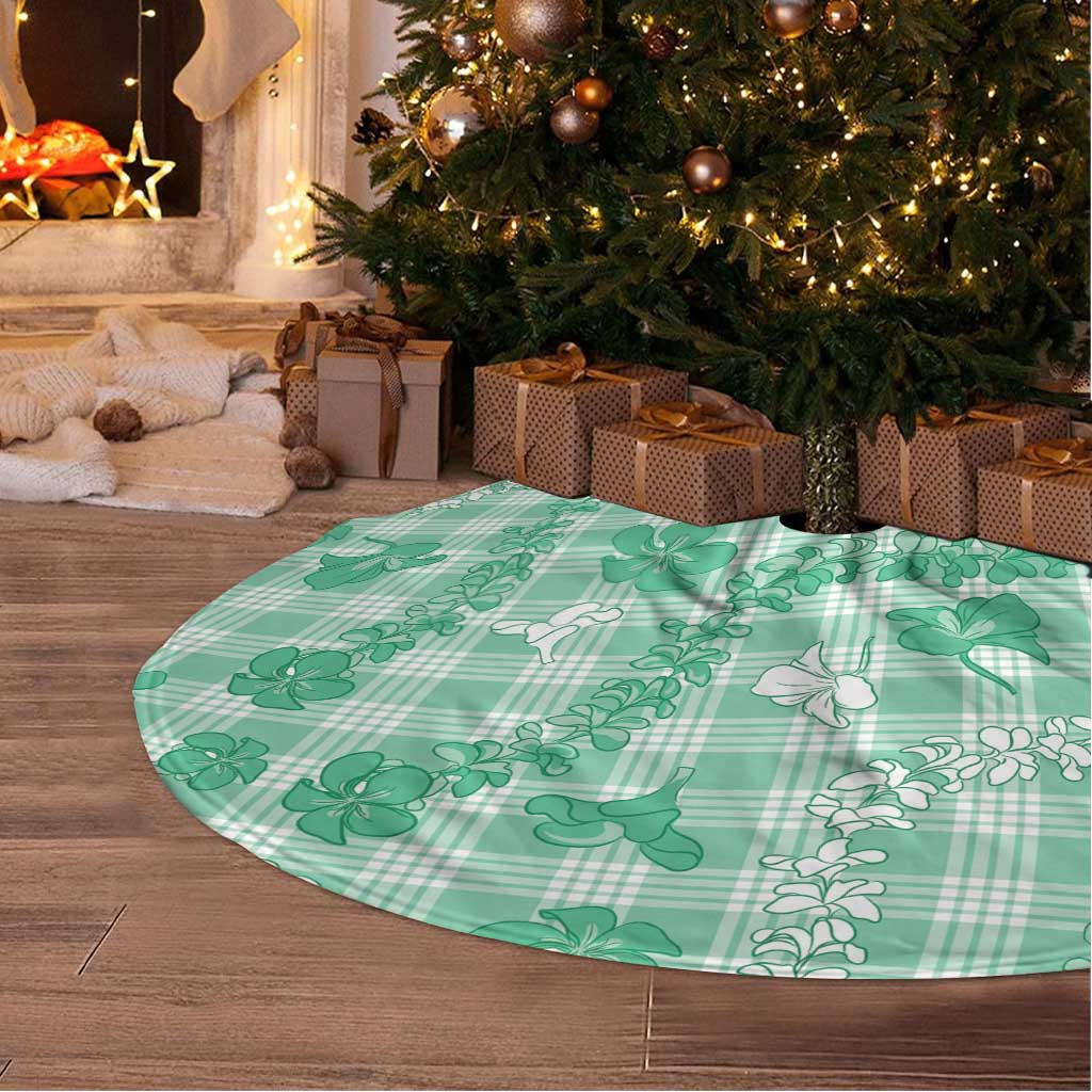 Omaomao Aloha Hawaii Tree Skirt Plumeria Lei With Palaka Motif - Polynesian Pride