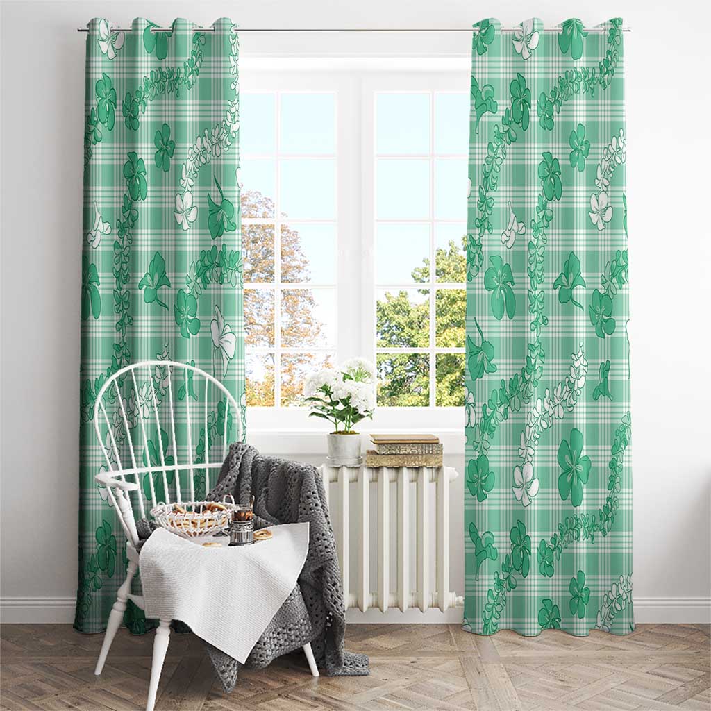 Omaomao Aloha Hawaii Window Curtain Plumeria Lei With Palaka Motif - Polynesian Pride