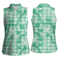 Omaomao Aloha Hawaii Women Sleeveless Polo Shirt Plumeria Lei With Palaka Motif LT14 - Polynesian Pride