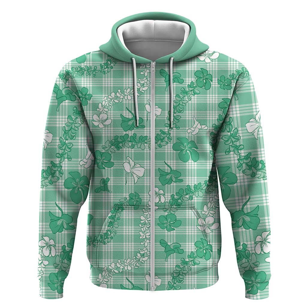 Omaomao Aloha Hawaii Zip Hoodie Plumeria Lei With Palaka Motif - Polynesian Pride