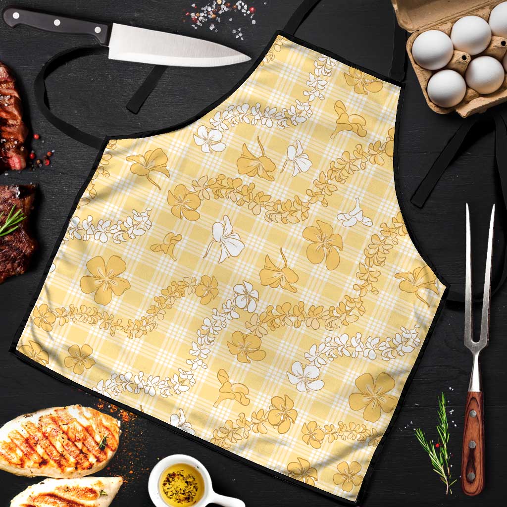 Melemele Aloha Hawaii Apron Plumeria Lei With Palaka Motif - Polynesian Pride