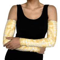 Melemele Aloha Hawaii Arm Sleeves Plumeria Lei With Palaka Motif LT14 - Polynesian Pride