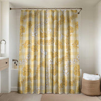 Melemele Aloha Hawaii Bathroom Set Plumeria Lei With Palaka Motif LT14 Shower Curtain Only Yellow - Polynesian Pride