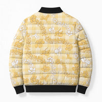 Melemele Aloha Hawaii Bomber Puffer Jacket Plumeria Lei With Palaka Motif LT14 - Polynesian Pride
