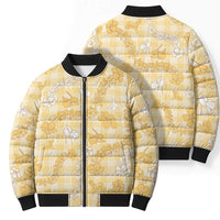 Melemele Aloha Hawaii Bomber Puffer Jacket Plumeria Lei With Palaka Motif LT14 - Polynesian Pride