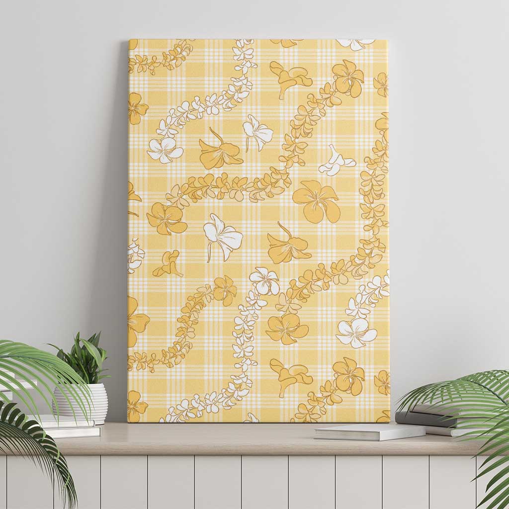 Melemele Aloha Hawaii Canvas Wall Art Plumeria Lei With Palaka Motif LT14 - Polynesian Pride