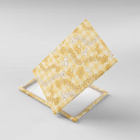 Melemele Aloha Hawaii Canvas Wall Art Plumeria Lei With Palaka Motif LT14 With Frame Yellow - Polynesian Pride