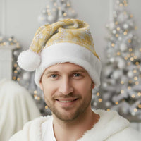 Melemele Aloha Hawaii Christmas Santa Hat Plumeria Lei With Palaka Motif - Polynesian Pride