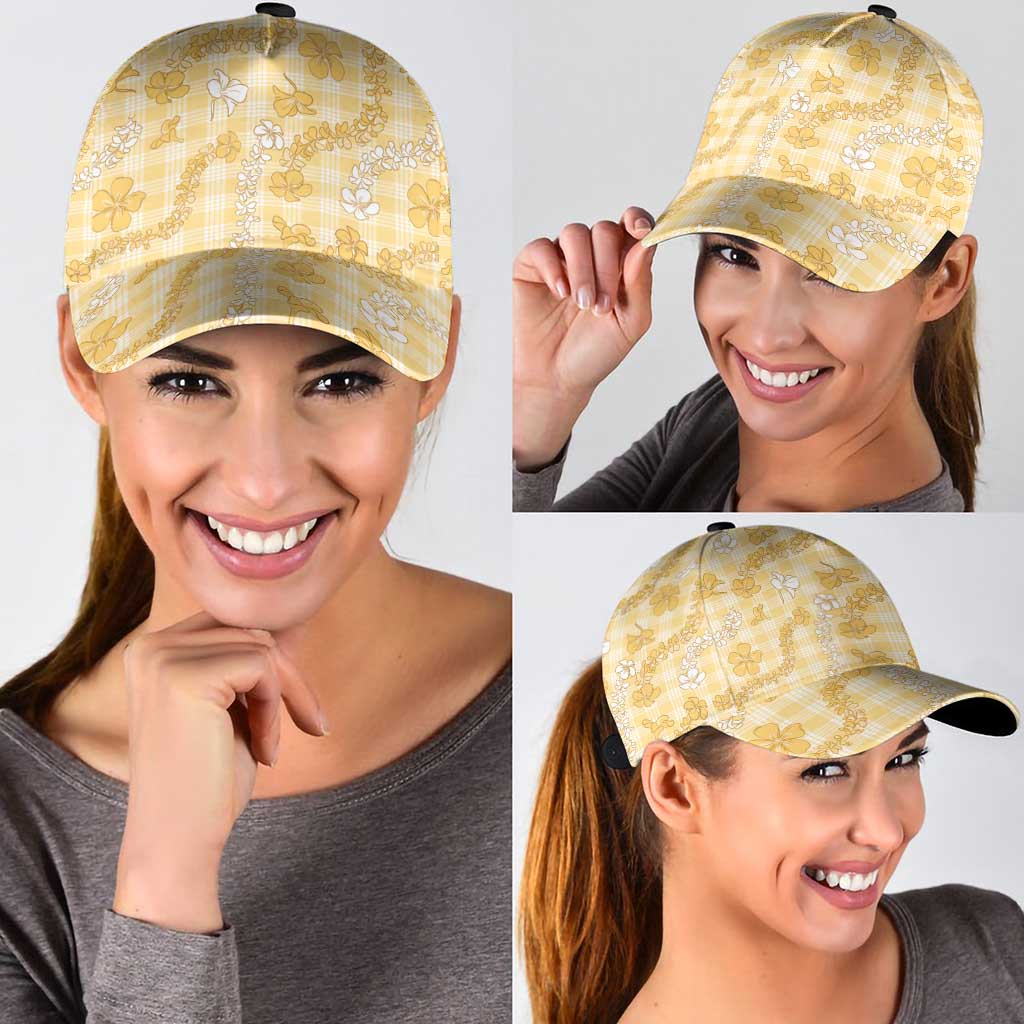 Melemele Aloha Hawaii Classic Cap Plumeria Lei With Palaka Motif - Polynesian Pride