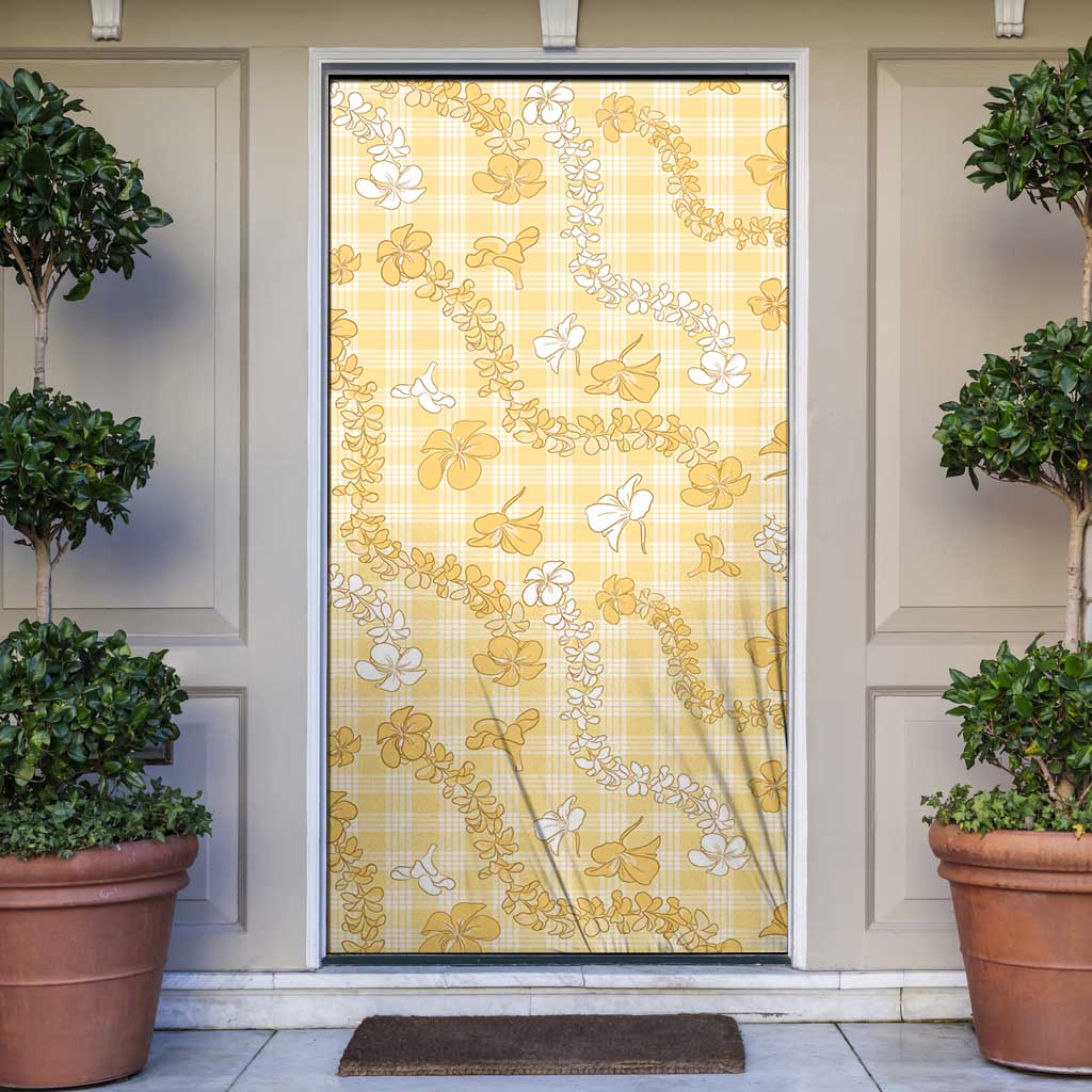 Melemele Aloha Hawaii Door Cover Plumeria Lei With Palaka Motif LT14 Yellow - Polynesian Pride