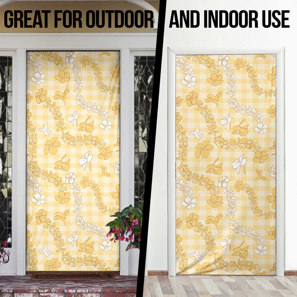Melemele Aloha Hawaii Door Cover Plumeria Lei With Palaka Motif - Polynesian Pride