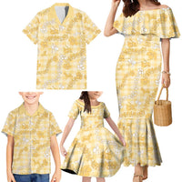 Melemele Aloha Hawaii Family Matching Mermaid Dress and Hawaiian Shirt Plumeria Lei With Palaka Motif LT14 - Polynesian Pride