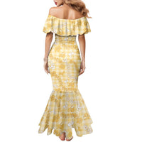 Melemele Aloha Hawaii Family Matching Mermaid Dress and Hawaiian Shirt Plumeria Lei With Palaka Motif LT14 - Polynesian Pride