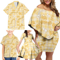 Melemele Aloha Hawaii Family Matching Off Shoulder Short Dress and Hawaiian Shirt Plumeria Lei With Palaka Motif LT14 - Polynesian Pride