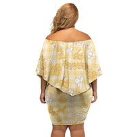 Melemele Aloha Hawaii Family Matching Off Shoulder Short Dress and Hawaiian Shirt Plumeria Lei With Palaka Motif LT14 - Polynesian Pride