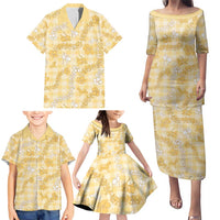 Melemele Aloha Hawaii Family Matching Puletasi and Hawaiian Shirt Plumeria Lei With Palaka Motif LT14 - Polynesian Pride