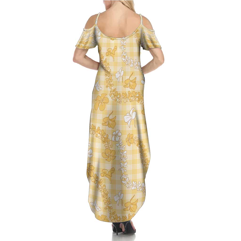 Melemele Aloha Hawaii Family Matching Summer Maxi Dress and Hawaiian Shirt Plumeria Lei With Palaka Motif LT14 - Polynesian Pride