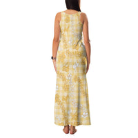 Melemele Aloha Hawaii Family Matching Tank Maxi Dress and Hawaiian Shirt Plumeria Lei With Palaka Motif LT14 - Polynesian Pride