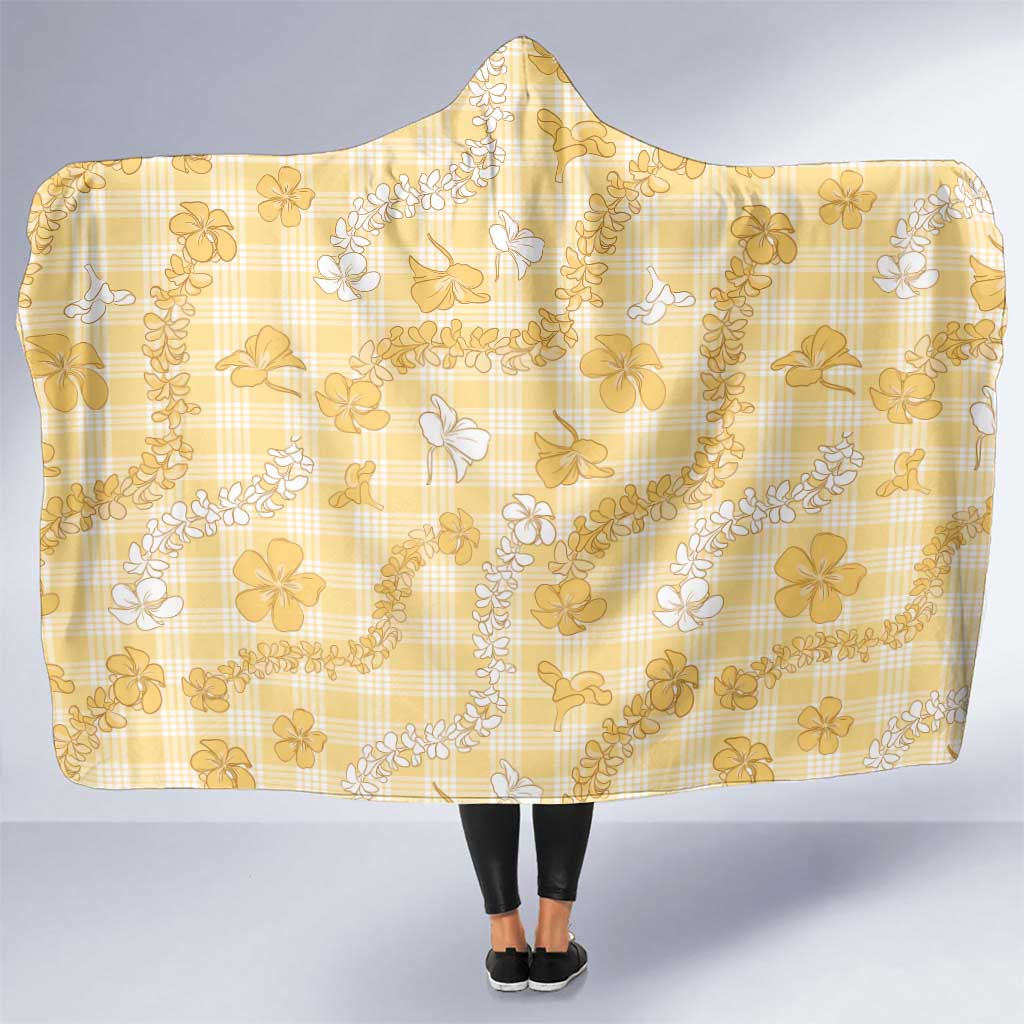 Melemele Aloha Hawaii Hooded Blanket Plumeria Lei With Palaka Motif - Polynesian Pride