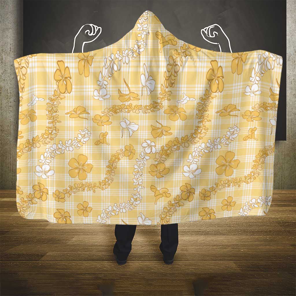 Melemele Aloha Hawaii Hooded Blanket Plumeria Lei With Palaka Motif - Polynesian Pride