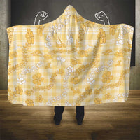 Melemele Aloha Hawaii Hooded Blanket Plumeria Lei With Palaka Motif - Polynesian Pride