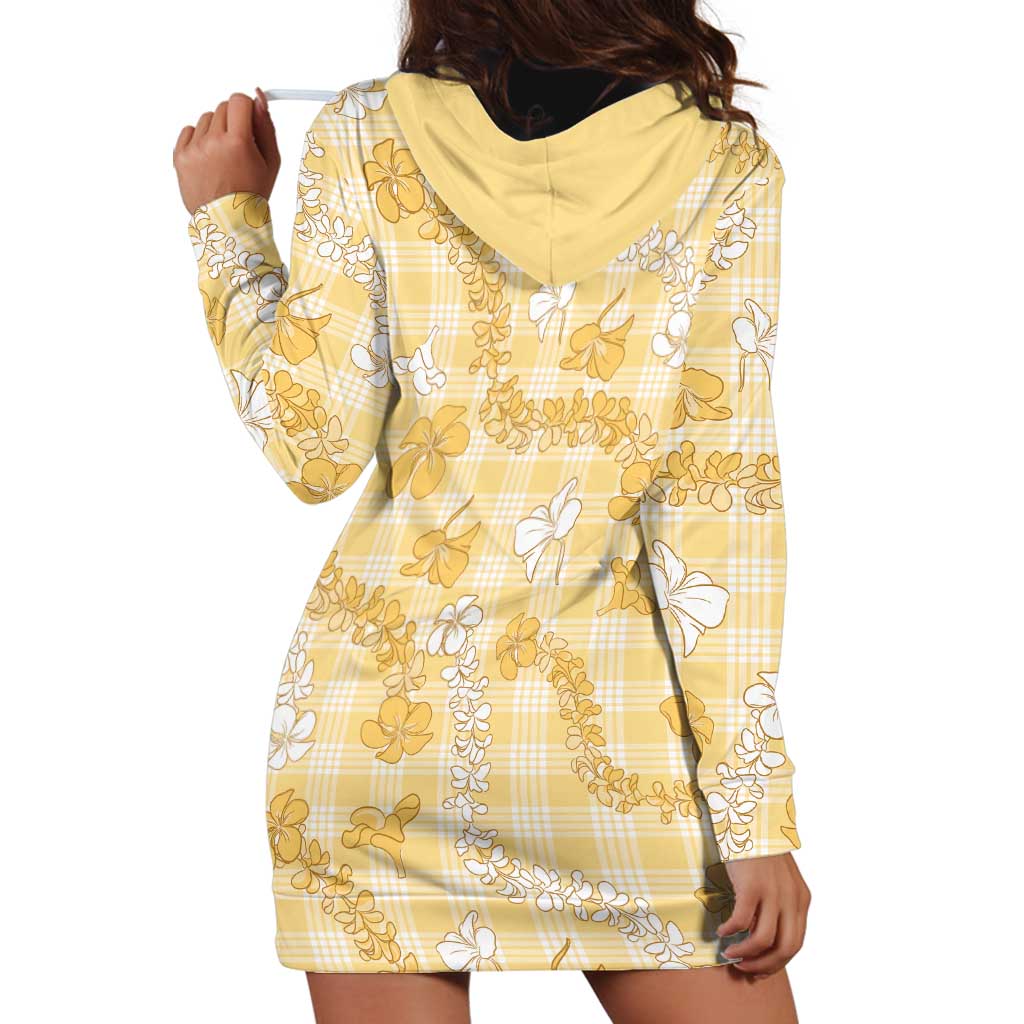 Melemele Aloha Hawaii Hoodie Dress Plumeria Lei With Palaka Motif - Polynesian Pride