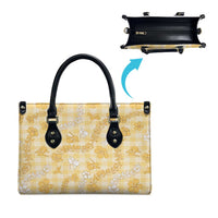 Melemele Aloha Hawaii Leather Bag Plumeria Lei With Palaka Motif - Polynesian Pride