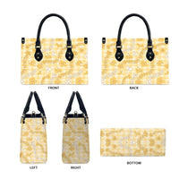 Melemele Aloha Hawaii Leather Bag Plumeria Lei With Palaka Motif - Polynesian Pride