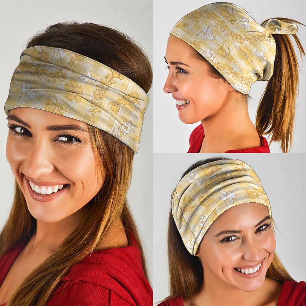 Melemele Aloha Hawaii Neck Gaiter Plumeria Lei With Palaka Motif - Polynesian Pride