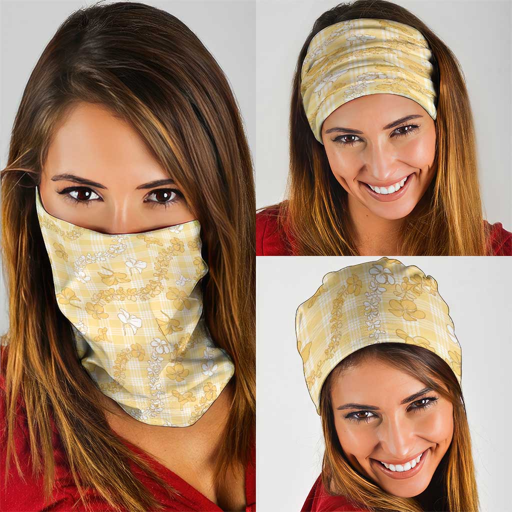 Melemele Aloha Hawaii Neck Gaiter Plumeria Lei With Palaka Motif - Polynesian Pride