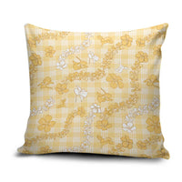 Melemele Aloha Hawaii Pillow Cover Plumeria Lei With Palaka Motif - Polynesian Pride